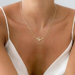 Neiman Marcus 14k Gold Plated Trio Stars Charm Necklace